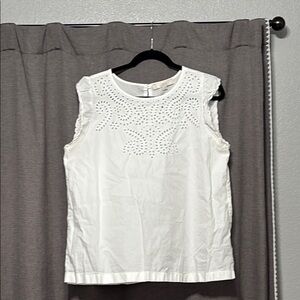 LOFT White Eyelet Blouse
